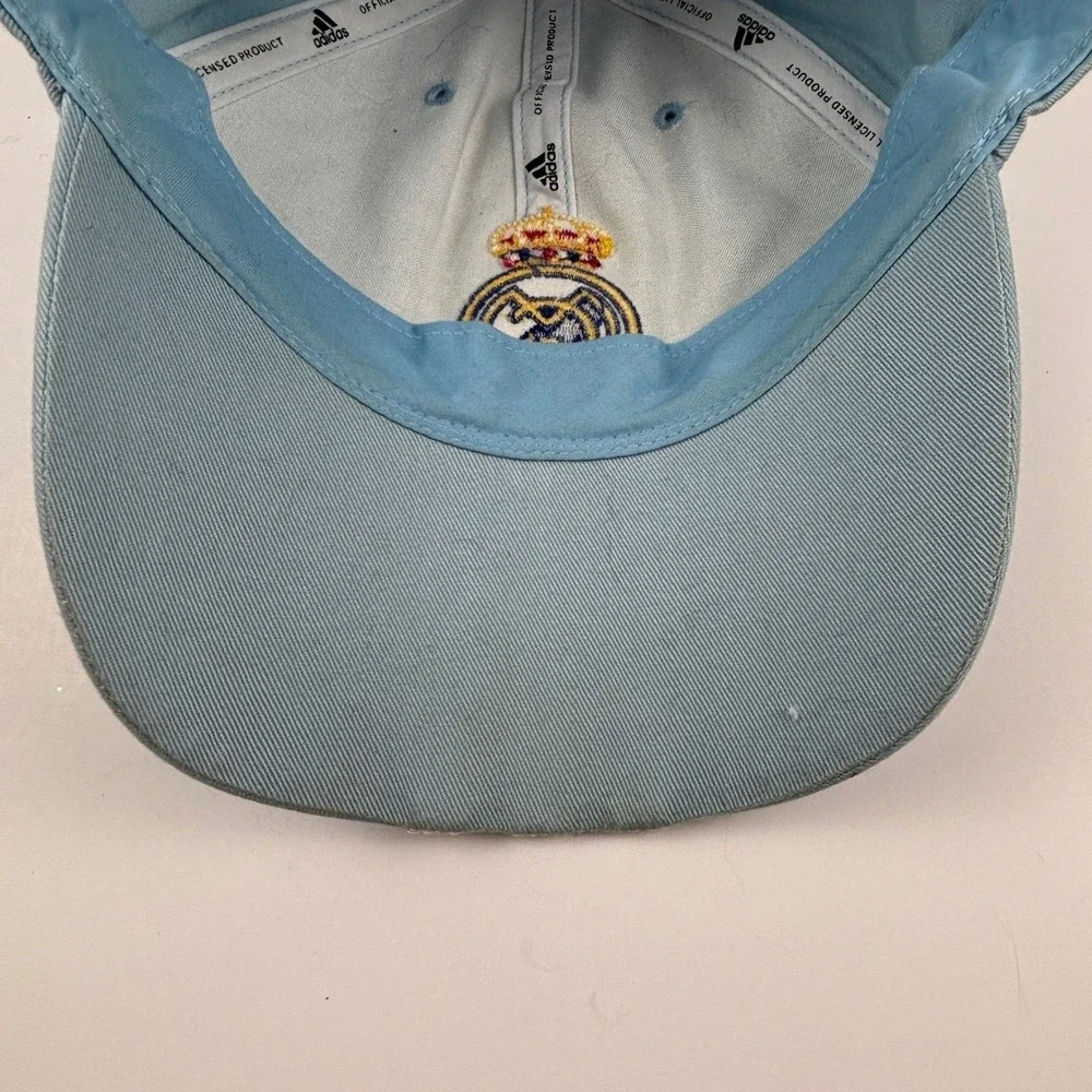 Adidas Real Madrid CF Embroidered Logo Baseball Cap Light Blue One Size Fit Most
